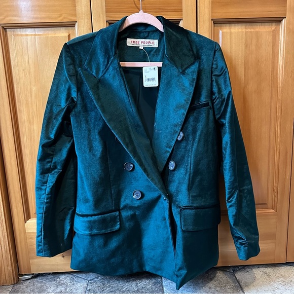Free People Ashby velvet blazer - jade green NWT - Picture 3 of 9